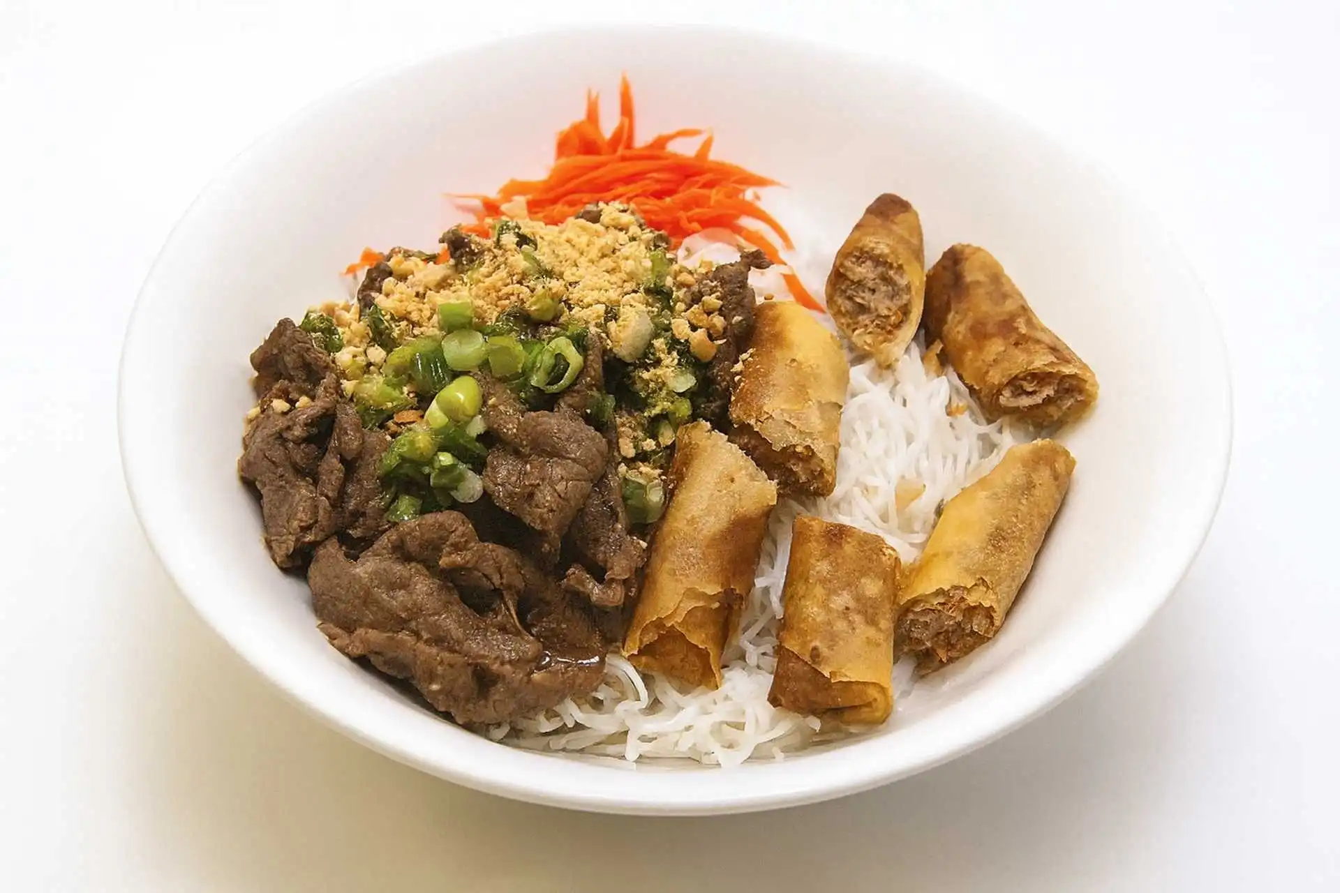 Delicious Grilled Beef & Spring Rolls on Vermicelli in Calgary, AB